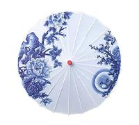 Baoblaze Parapluie Chinois Parasol Papier Huile Costume Asiatique Manche Bois Motif Soie Idéal pour Événement Cosplay Scène Danse Décoration Habitation, Styled