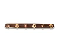 Baoblaze Patère Murale Porte-manteaux Porte-sacs Porte-clés Porte-chapeaux en Bois Massif avec Crochets Fleur Forme Arrondie Rectangulaire Compacte Adaptée à Entrée Chambre Placard, 6 Hooks