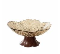 Baoblaze Plateau Industriel Coupe sur Pied Plateau Multifonction Bol à Fruits Organisateur d'Accessoires en PET Pédestal Stable Convenant aux Repas Quotidiens Rangement d'Entrée, Or, Base Fleur