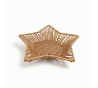 Baoblaze Plateau Tressé Panier Tressé Corbeille Tressée Plateau de Service Motif Étoile Artisanal en Rotin PP avec Cadre Acier Rangement Peu Profond pour, Grand Diagonale 32cm, Hauteur 6cm