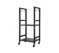 Baoblaze Porte-bûches Métal Support Bûches Chariot Bois Range-bûches Râtelier Bois Mobile en Acier Carbone Compact avec Crochets Adapté au Chauffage Quotidien Cheminée Garage Terrasse