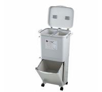 Baoblaze Poubelle de Cuisine à Deux Compartiments Bac à Ordures Conteneur de Tri Poubelle de Recyclage Colonne Verticale Ergonomique pour Limiter les Flexions, 45L, Couvercle S Jp