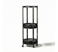Baoblaze Rotatif Support Latéral Table d'Appoint Chariot Roulant Étagère de Rangement Plateau Bois Cadre Solide roulettes Rangement Étroit sans Installation Adapté au Couloir Salon Cuisine, Noir