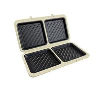 Baoblaze Sandwich Maker Presse Gaufrier Plaque Corps à Coquille Articulée à Deux Cavités pour Préparer Deux Portions Alliage d'Aluminium et Pièces en Silicone, Blanc Cassé