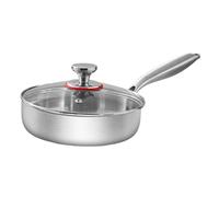 Baoblaze Sauteuse En Acier Inoxydable avec Couvercle En Verre, Accessoire de Cuisine pour Steak, Diamètre 20 cm