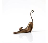 Baoblaze Sculpture Décorative Chat Étiré Statue Ornement Figurine Bronze Alliage Métal Finition Patinée Style Animal Élancé Convient au Bureau Salon Bibliothèque Table Basse 18x4.5x16cm