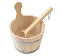 Baoblaze Seau de Sauna en Bois Seau Bain Vapeur Bassine Louche Matériau Acier Inoxydable Capacité 5l Design Classique avec Cerclages Manipulation Ergonomique