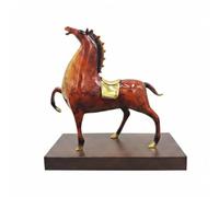 Baoblaze Statue Cheval Décorative Sculpture Figurine Ornement Métal Bronze Finition Luxe Mouvement Rearing et Gallop Adaptée au, Rouge, Cheval Tang Royal, Petite Taille, Artisanat Laqué Rouge