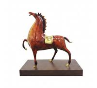 Baoblaze Statue Cheval Décorative Sculpture Figurine Ornement Métal Bronze Finition Luxe Mouvement Rearing et Gallop Adaptée au, Rouge, Cheval Tang Royal, Petite Taille, Couleur Rouge
