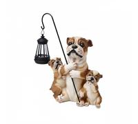 Baoblaze Statue en Résine Chien avec Lanterne Solaire Sculpture Jardin Figurine Extérieure Décoration Pelouse Éclairage Automatique Résistant aux Intempéries, Coloré B