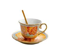 Baoblaze Tasse à Café Céramique avec sous-tasse et Cuillère Ensemble de Mug à Expresso Tasse Cappuccino Design Élégant Peint à La Main Adaptée à La, fleur