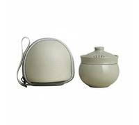 Baoblaze Tasse en Tissu Théière de Ensemble Céramique Filtrante Couvercle Empilable avec Étui de Transport Solide Convient au Camping Bureau Maison, Gris, Gris Herbe Et Bois, Sac En PV