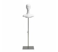 Baoblaze Tête de Mannequin d'Exposition Buste Présentoir Support Accessoires Mise en Volume et Balance Visuelle Plastique et, Blanc, Tête De Mannequin Avec Base Carrée Argentée Et Tige Longue