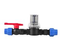 Baoblaze Vanne d'Arrosage Système Filtre Ligne Robinet Arrêt Connecteur Tuyau Corps Compact Leviers Rouges Chambre Transparente Filetage Bleu Plastique Acier, 25mm, Filtre 25mm 200 Mailles