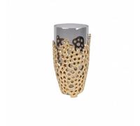 Baoblaze Vase Décoratif Élégant Vase d'Ornement Récipient de Table Pièce Sculpturale Finition Dorée Brillante Éclat Raffiné Rehausse la Décoration Capte la Lumière Adapté au Salon Console Étagères