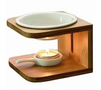 BAOBYAO Brûleur de cire en céramique de bambou, brûle d'huiles essentielles, support de cire parfumée, chauffe-cire avec bougeoir, chauffe-huile de massage, lampe diffuseur d'aromathérapie pour yoga