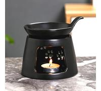 BAOBYAO Brûleurs à Huile Essentielle en Céramique,Bruleur Fondant,Brule Parfum,Lampe Chauffe Bougie,Porte Bougie Bruleur Encens,Diffuseur Parfum Décor pour Maison,Bureau,Spa,Yoga,Noir,4x5x5IN