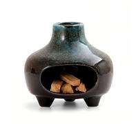 BAOBYAO Palo Santo - Brûleur d'encens en céramique fabriqué à la main avec bâtons en bois, attrape-cendres, décoration d'intérieur aromatique pour rites spirituels, yoga, méditation (bleu, 10 x 10 x