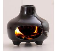 BAOBYAO Palo Santo - Brûleur d'encens en céramique fabriqué à la main avec bâtons en bois, attrape-cendres, décoration d'intérieur aromatique pour rites spirituels, yoga, méditation (noir, 10 x 10 x