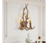 BAOCHADA Applique murale vintage en bois de bois - E14 - Design créatif en résine - Pour chambre à coucher, salon, bureau