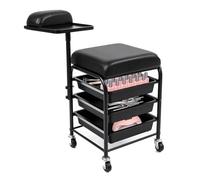 BAOCHADA Chariot de Spa Portable pour Bain, Capacité de Charge 75 kg | Chariot de Manucure pour PéDicure à 3 Niveaux Avec 4 Roues Universelles et 360° Repose-Main Pivotant Pour PéDicure, Massage