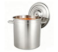BAOCHADA Marmite en Acier Inoxydable 35L Marmite Grande Capacité | avec Couvercle, Faitout Induction Professionnel Traiteur - En acier inoxydable 201 - pour Ragoût et Rôtissage - Argenté