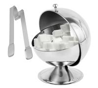 BAODBF Bol à sucre en acier inoxydable avec boule roulante - Bol à sucre réutilisable avec clip - Pour la maison, la cuisine, le bar à café