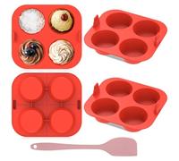 BAODBF Lot de 4 moules à muffins pour friteuse à air chaud, en silicone, 7 cm, moule à muffins, moule à muffins, moule à muffins avec cuillère, moule à muffins en silicone pour cupcakes, gâteaux