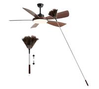 BAODBF Plumeau en plumes d'autruche - Long - Extensible - Lavable - Anti-statique - Avec manche télescopique - Pour surfaces hautes, ventilateurs de plafond et meubles - Rouge