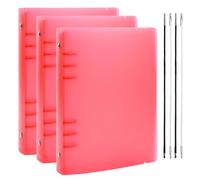 BAOFALI Lot de 3 couvertures de classeur A5 à 6 anneaux en PVC souple transparent pour carnet rechargeable avec surface mate pour le stockage des tampons et des matrices (rouge)