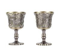 BAOFUYA Gobelet à Boire en Relief Ensemble de Gobelets à Vin en Bronze de Luxe 2 Pièces, Tasses en Métal gaufré Vintage Calice à Boire élégant pour la Décoration de Bar à la Maison de Fête de Mariage
