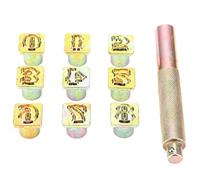 BAOFUYA Jeu de Poinçons Chiffres 13mm 0-8 avec Marteau | Kit de Poinçonnage Acier et Cuir, Comprend 9 Matrices de Chiffres, Fonctionne sur Plastique et Métal Tendre, Outil de