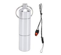 BAOFUYA Porte-clés en Tube de Rangement en Métal, 2 Compartiments Scellés avec Joint Torique en Alliage D'aluminium argenté, Conteneur de Voyage Portable pour Pilules, Pêche, Rand