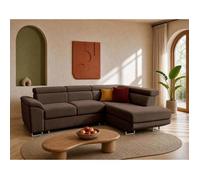 Best mobilier - Canapé d'angle droit Baoji 5 places convertible têtières et coffre en velours