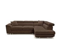Best mobilier - Canapé d'angle droit Baoji 5 places convertible têtières et coffre en velours