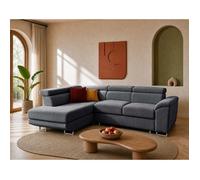 Bestmobilier Baoji - Canapé d'angle Gauche 5 Places Convertible avec têtières et Coffre en Velours côtelé