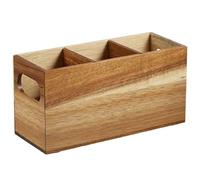 Baokuan Porte-ustensiles en Bois, Porte-Couverts De Cuisine Rustique, Organiseur D'ustensiles en Bois avec 3 Compartiments pour Comptoir De Cuisine