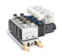 BAOMAIN Collecteur à 4 Électrovannes Pneumatiques 4V210-08, DC 12V, 5 Voies 2 Positions, Port PT 1/4", Kit Complet avec Base de Collecteur, Silencieux et Raccords, Commande d'Air Centralisée