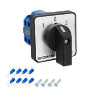 BAOMAIN Commutateur à Came Rotatif 20A 8 Bornes 3 Positions (1-0-2) 2-Pôles (2 Phases) LW28-20/D202.2 AC 550V, Idéal pour Commande de Moteur, Distribution d'Énergie et Automatisation Industrielle