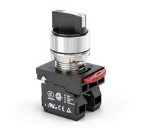 BAOMAIN Commutateur à Sélecteur Rotatif 3 Positions (I-O-II), Tête Métallique 22mm, 2NO (Normalement Ouvert), Interrupteur de Commande Industriel Verrouillable/Maintenu