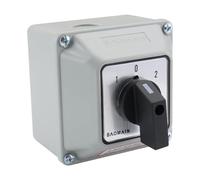Baomain Commutateur universel rotatif SZW26-20/D202.2D avec interrupteur maître extérieur 660V 20A 3 positions 2 phases (Wide Box Size - 3.15" x 3.15" x 3.70")