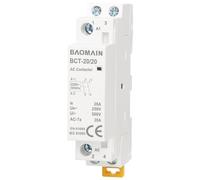 Baomain Contacteur modulaire bipolaire 220 V CA, 20 A 2 NO Normalement ouvert, Montage sur rail DIN pour CVC, moteurs, pompes et commande d’éclairage BCT-20/20-220VAC