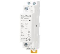 Baomain Contacteur modulaire bipolaire 24 V CA, 20 A 2 NC Normalement fermé, Montage sur rail DIN pour CVC, moteurs, pompes et éclairage BCT-20/02-24VAC