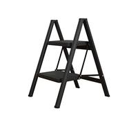 BAOYOUNI Escabeau Pliable à 2 Marches Échelle Domestique Antidérapante Escabot Portable Léger avec 20cm Pédale Large, Max Capacité 150 kg, pour Maison, Bureau, Cuisine, Garage, Noir
