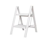 BAOYOUNI Escabeau Pliable à 2 Marches Échelle Domestique Antidérapante Escabot Portable Léger avec 20cm Pédale Large, Max Capacité 150 kg, pour Maison, Bureau, Cuisine, Garage, Blanc