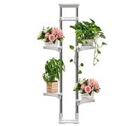 BAOYOUNI Étagère a Plantes Interieur 4 Niveaux Réglable Support Pot de Fleur Rebord de Fenêtre Télescopique en Métal Organisateur de Stockage Affichage, Hauteur Ajustable 92-160cm, Ivoire