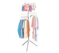 BAOYOUNI Sechoir à Linge Étendoir Pliable en Métal Trépied Etendoir à Linge Rabattable avecà 3 Bras et 24 Clips Peu Encombrant Facile à Installer, pour Intérieur et Extérieur, Ivoire