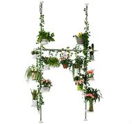 BAOYOUNI Support Pot de Plante Téléscopique en Métal Étagères à Fleurs avec 12 Tablettes Réglable en Hauteur Organisateur de Stockage Présentoir pour Intérieur Balcon Salon Jardin Bureau Café