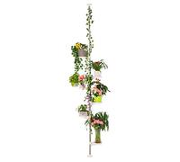 BAOYOUNI Supports de Pots de Fleurs Télescopique en Métal Porte Plante Intérieur Présentoir Étagère d'angle 7 Niveaux avec 6 Plateau et 1 Crochet, pour Salon Chambre Bureau Balcon - Ivoire