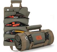 BAQRAXIA Sac à outils cadeau pour mari et lui, petite boîte à outils enroulable, cadeau pour homme, papa, petit ami, grand-père, cadeaux d'anniversaire, organiseur d'outils robuste avec 2 pochettes